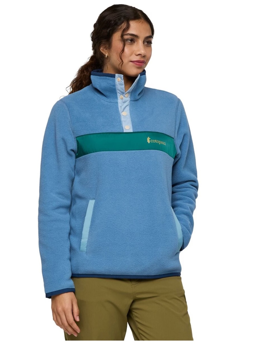 Cotopaxi Women's Small Teca Fleece Pullover Jacket Light Blue NWT Front Snap